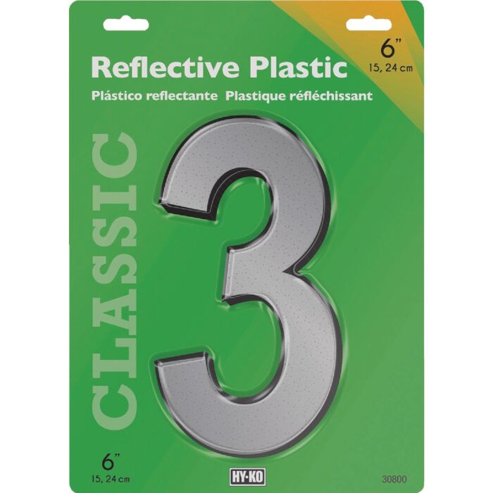 HY-KO Hy-Ko 6 In. Reflective Plastic Number 3