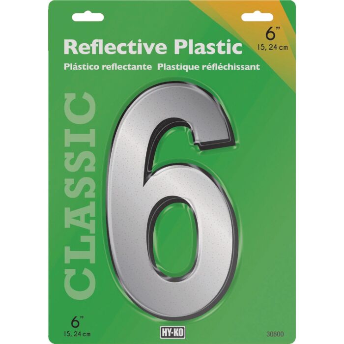 HY-KO Hy-Ko 6 In. Reflective Plastic Number 6