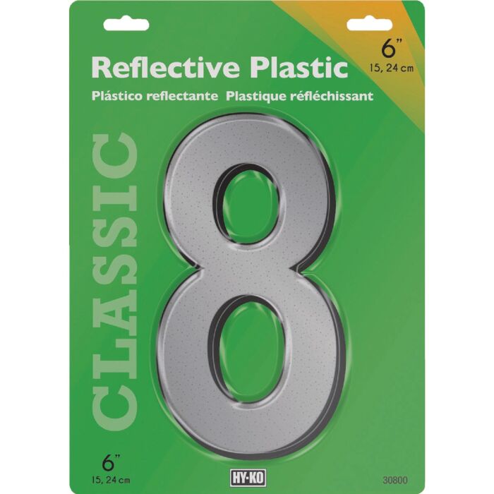 HY-KO Hy-Ko 6 In. Reflective Plastic Number 8