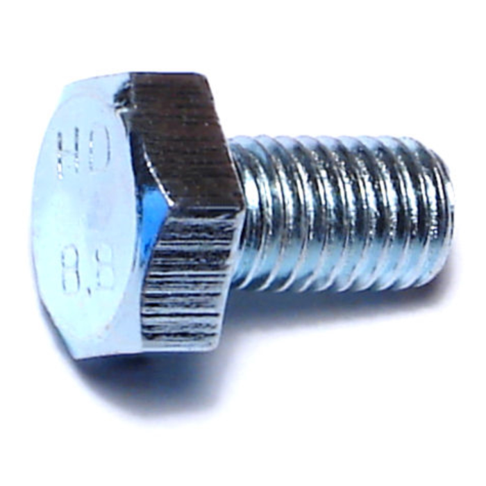 7 mm - 1.00 x 12 mm Hex Head Bolt, Coarse Thread, Zinc 