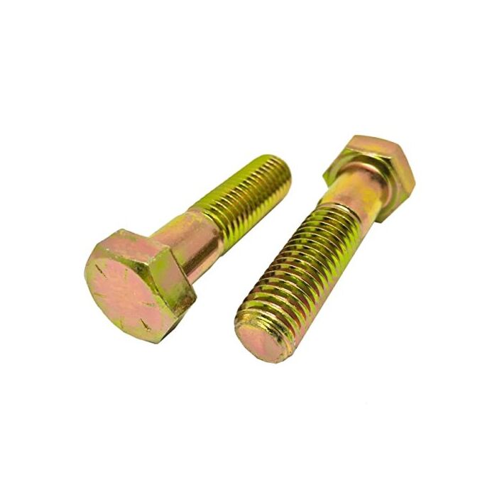 Hex Cap Screw, Grade 8, Fine Thread, 1/2-20, 6" Length, Zinc-Yellow Bake, Imported