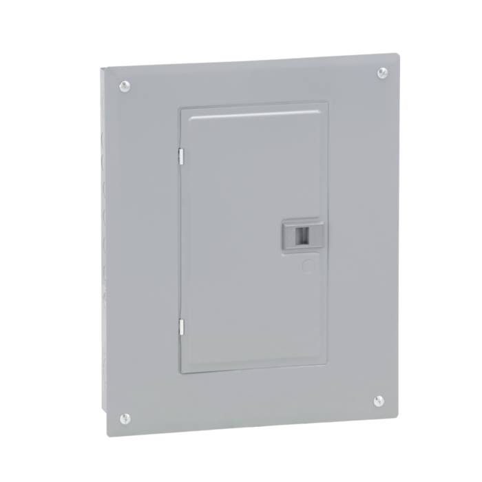 Square D Load center, Homeline, 1 phase, 12 spaces, 24 circuits, 100A convertible main breaker, PoN, NEMA1, combo cover