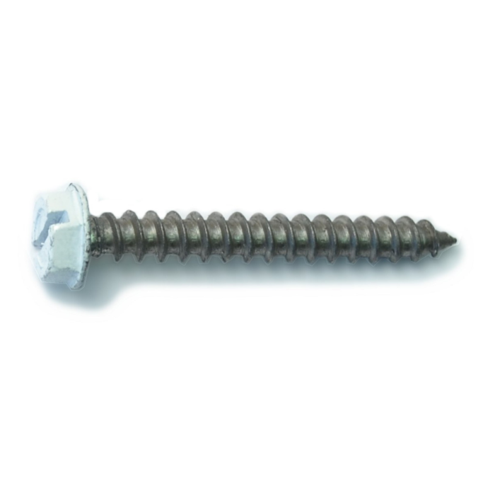#10 x 1-1/2" Slotted Hex Washer Head, Sheet Metal Screw, Stainless Steel, White 