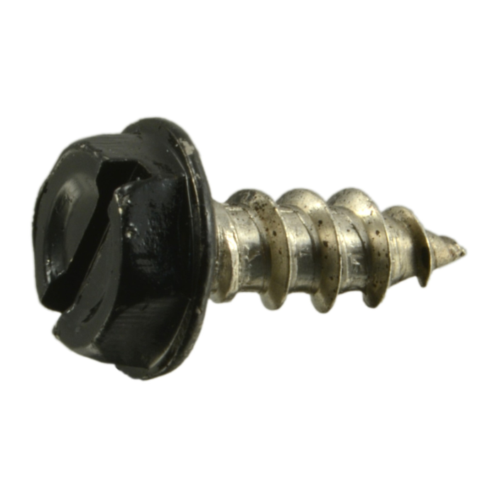 #10 x 1/2" Slotted Hex Washer Head, Sheet Metal Screw, Stainless Steel, Black 
