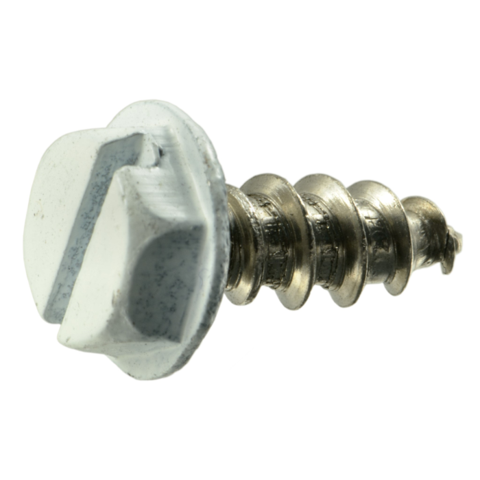 #10 x 1/2" Slotted Hex Washer Head, Sheet Metal Screw, Stainless Steel, White 