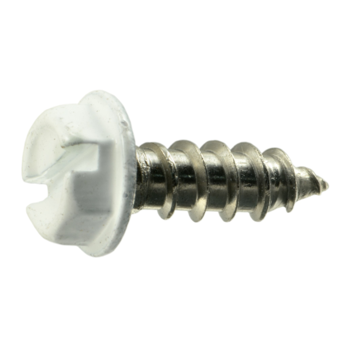 #8 x 1/2" Slotted Hex Washer Head, Sheet Metal Screw, Stainless Steel, White 