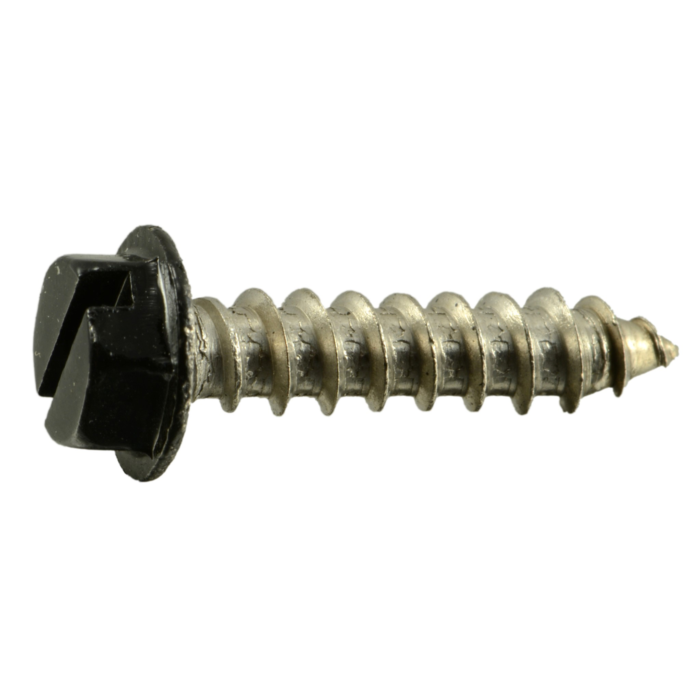 #8 x 3/4" Slotted Hex Washer Head, Sheet Metal Screw, Stainless Steel, Black 