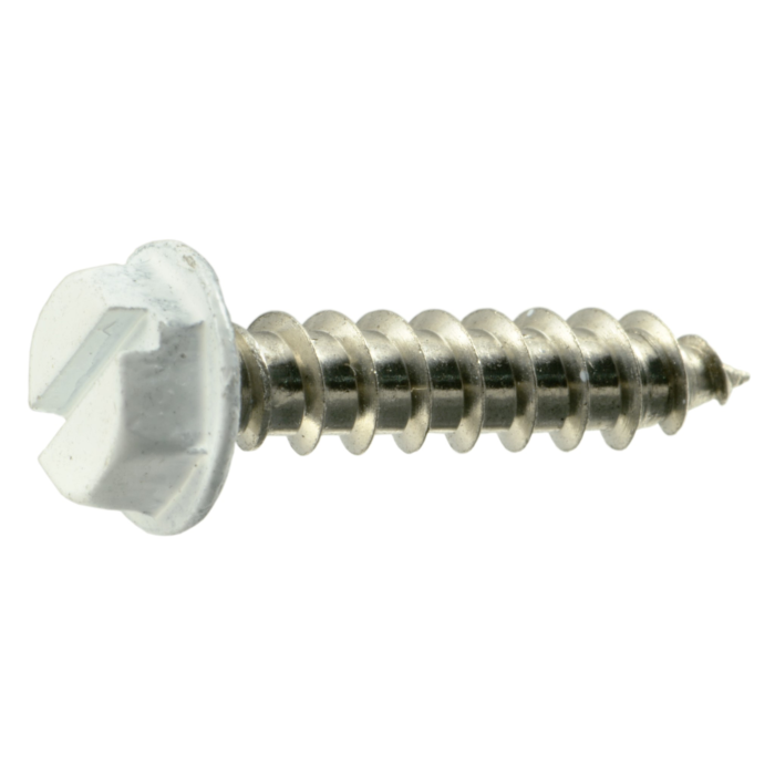 #8 x 3/4" Slotted Hex Washer Head, Sheet Metal Screw, Stainless Steel, White 