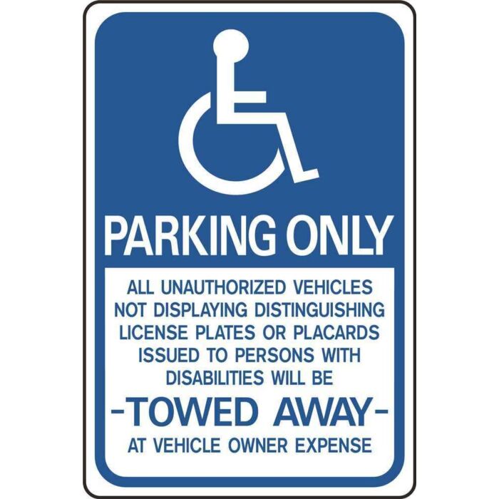 HY-KO Aluminum Pole 18 in Handicapped Parking Only Sign