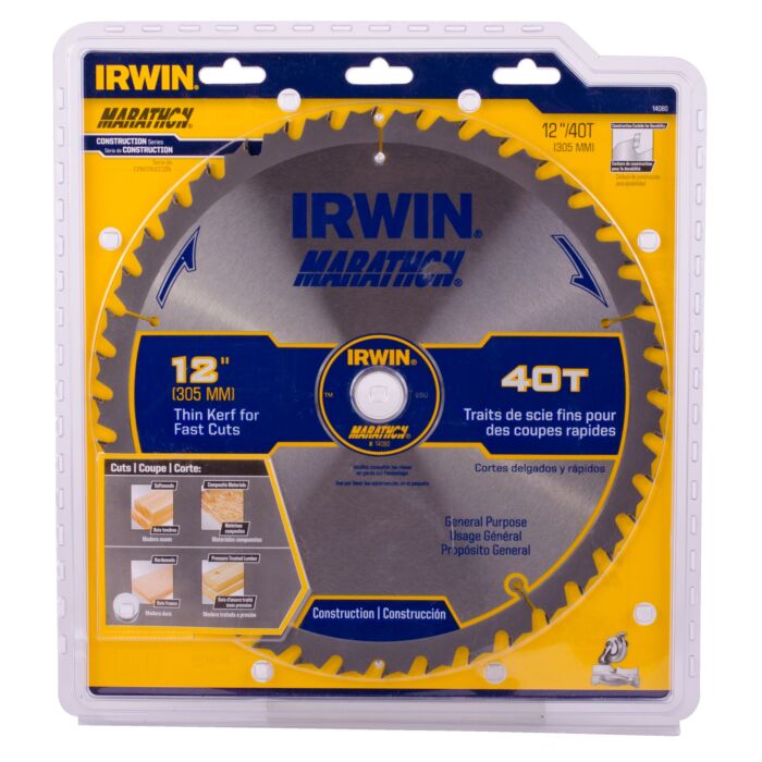 Irwin 40T Marathon Table & Miter Saw Blade - 12 in.