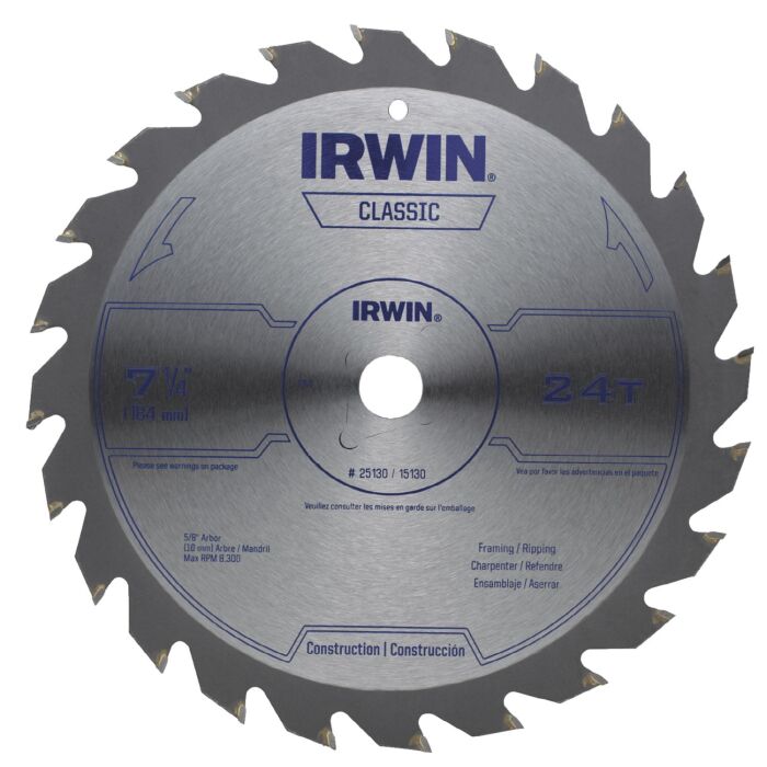 Irwin 24T Classic Series Steel Corded Circular Saw Blade - 7-1/4 in.