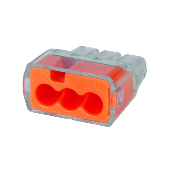 Ideal Industries In-Sure® Push-In Wire Connector, Model 33 3-Port Orange, Jar of 250