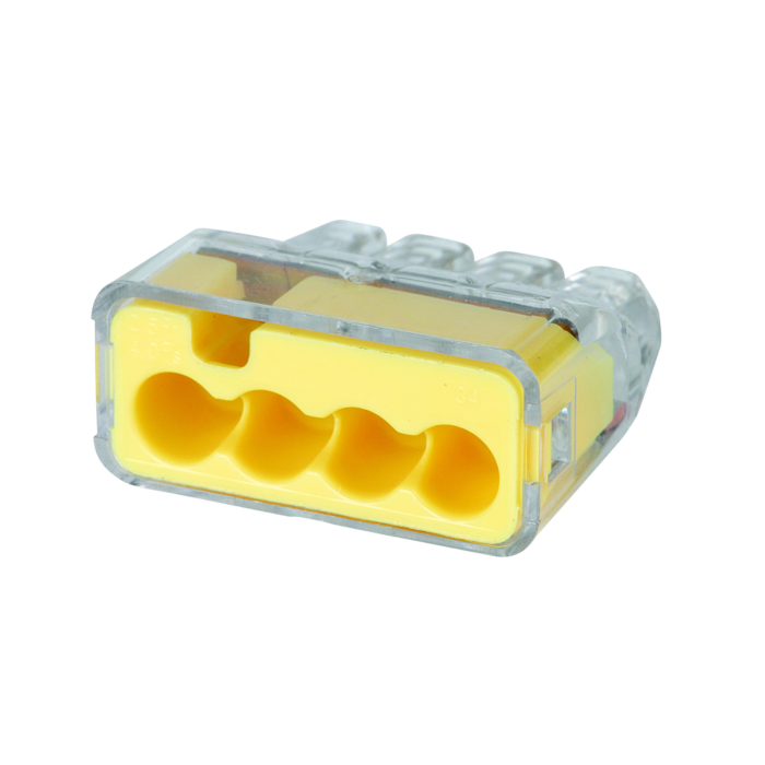 Ideal Industries In-Sure® Push-In Wire Connector, Model 34 4-Port Yel, Jar of 200