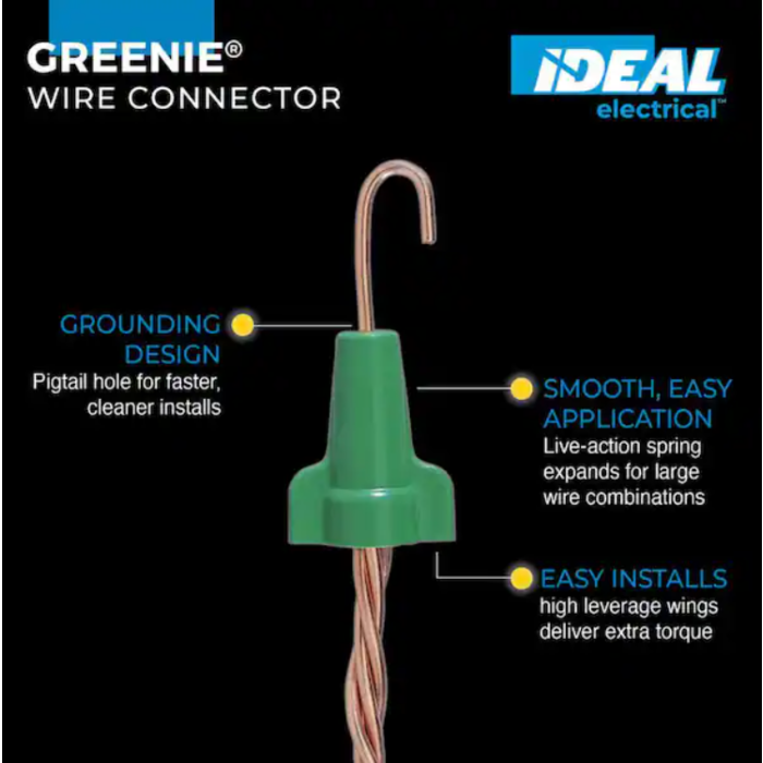 Ideal Industries Greenie Grounding 92 Wire Connector (Green - 100pk)