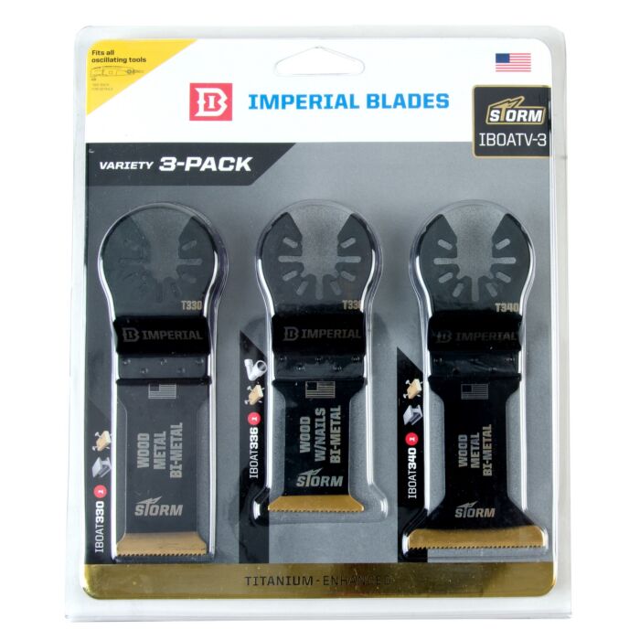 Imperial Blades IBOATV-3 One Fit™ Storm Titanium Metal/Wood Variety Pack, 3PC