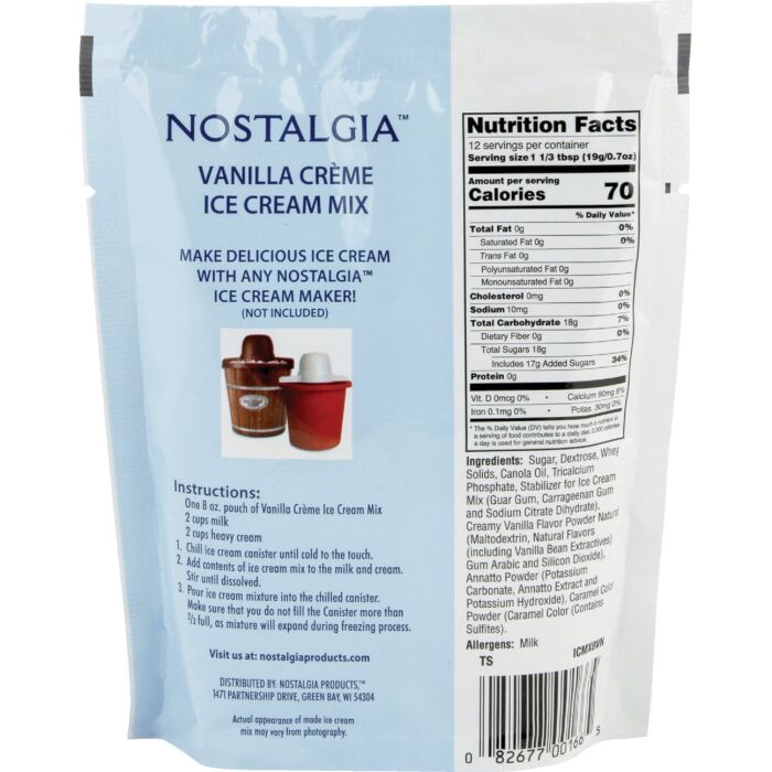 Nostalgia 8 Oz. Vanilla Individual Ice Cream Packet
