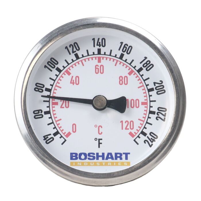 Boshart Industries 2.5"BI-METAL THERM1/2"CB 250*F C/W 2.5" 304 SS THERMOWELL