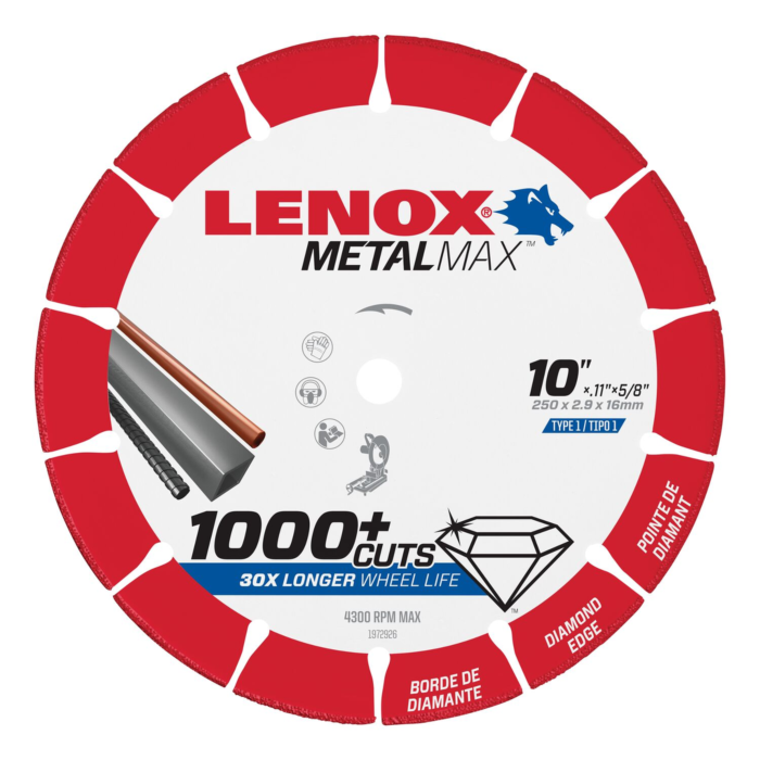 Lenox LENOX Metalmax Cut Off Wheel, Diamond Edge, 10-Inch X 5/8-Inch