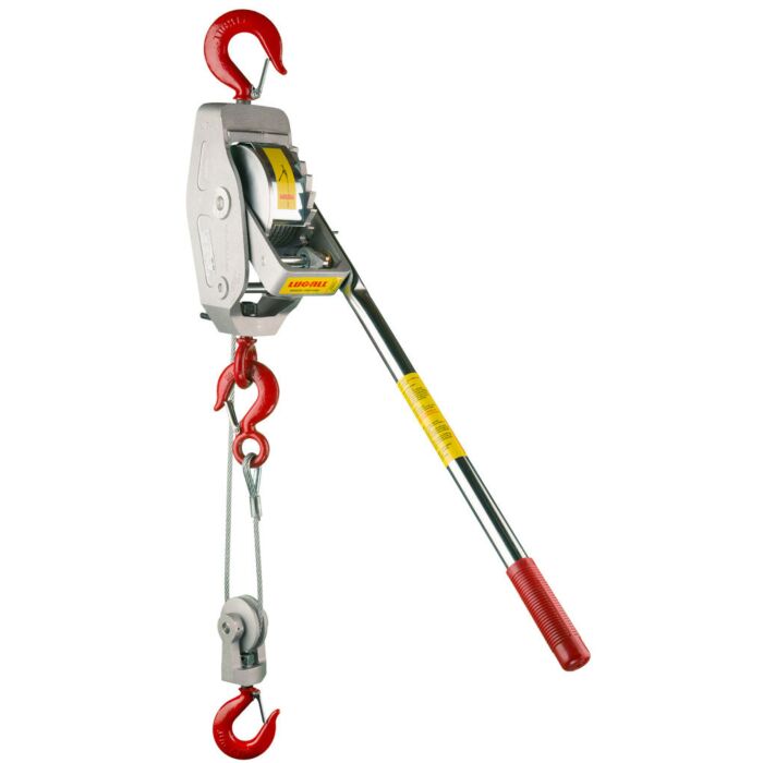 Lug-All 1.5 ton 1500 lb 30 ft Single Line 15 ft Double Line Heavy Duty Ratcheting Cable Hoist/Puller