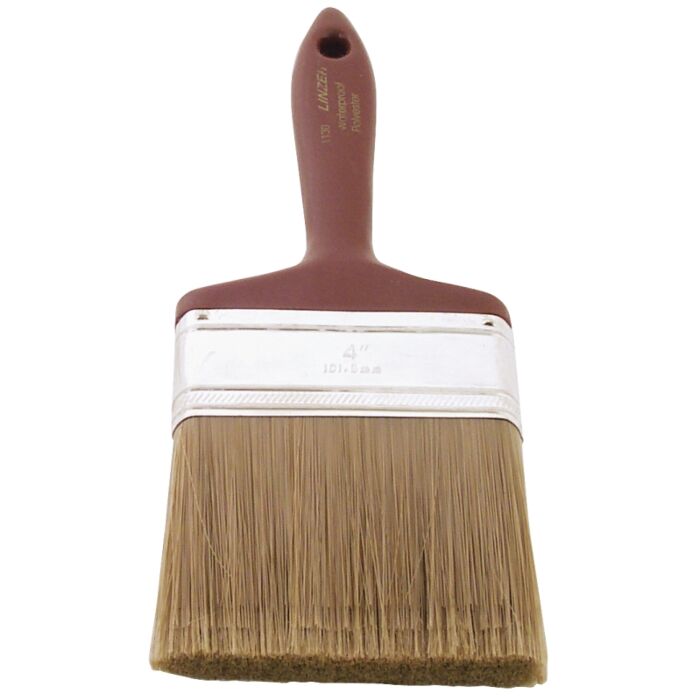 Linzer Paint Brush, 4 in W, 3 in L Bristle, Polyester Bristle, Beaver Tail Handle