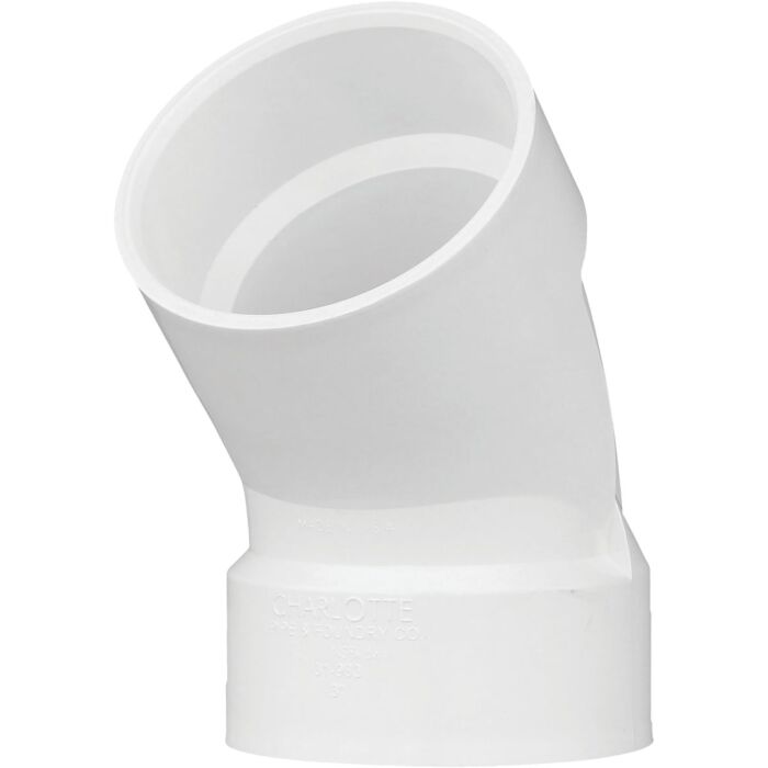 Charlotte Pipe 3 In. Schedule 40 45 Deg. Short Radius DWV PVC Elbow (1/8 Bend)