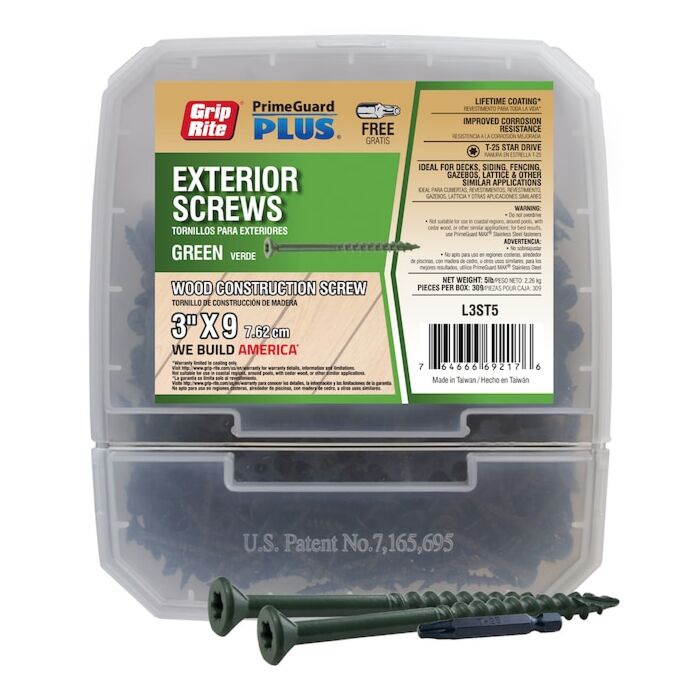 Grip-Rite T25 Star Deck Screw (Green - 5 lb) #9 x 3 in.