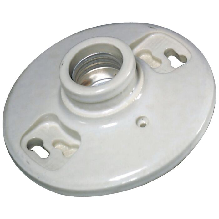 Leviton One-Piece Glazed Porcelain Outlet Box Mount, Aluminum, White