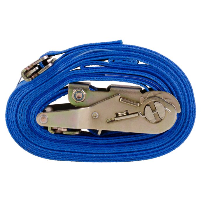 Ancra Cargo Logistics Ratchet Strap w/ Spring-Actuated E-Fittings (Blue) 2 in. x 20 ft