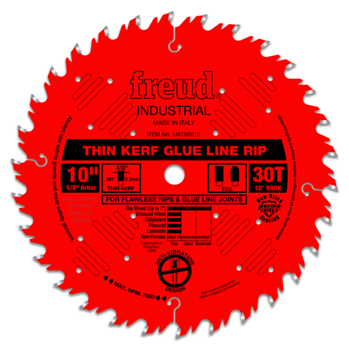 Freud Tools Industrial Thin Kerf Glue Line Ripping Blade - 10 in.