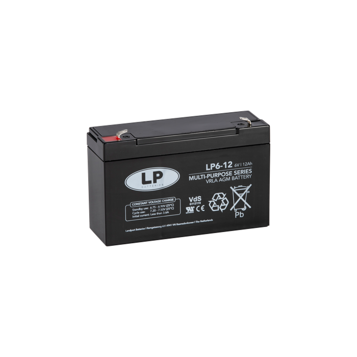 Landport Batteries LP6-12 6 V 12 Ah at 20 hr ABS Plastic AGM Sealed Lead Acid Battery
