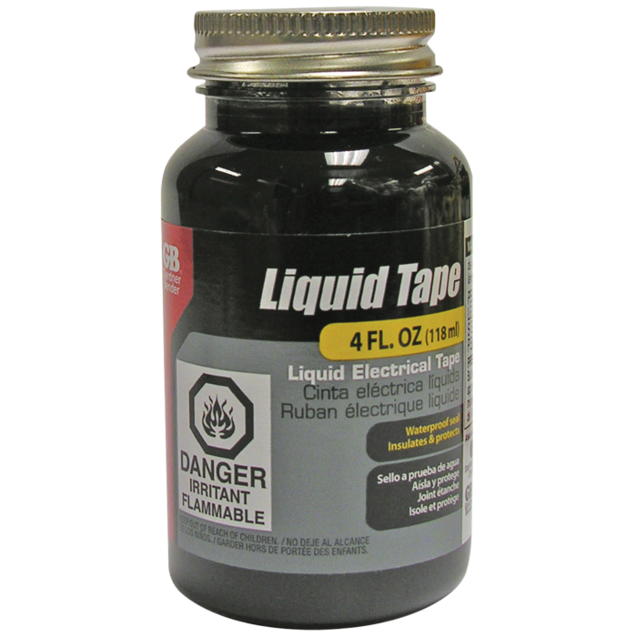 Gardner Bender Liquid Electrical Tape, Waterproof Seal, All Indoor/Outdoor Uses, Includes Brush, Black, 4oz, 1/Jar