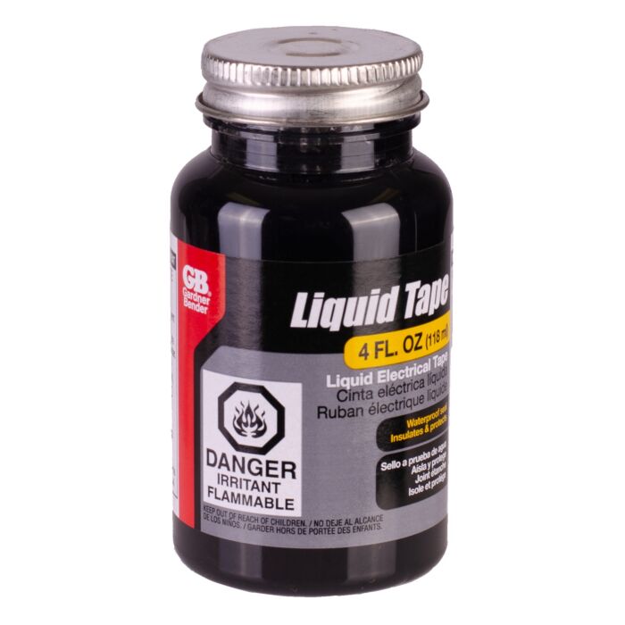 Gardner Bender Liquid Electrical Tape, Waterproof Seal, All Indoor/Outdoor Uses, Includes Brush, Black, 4oz, 1/Jar