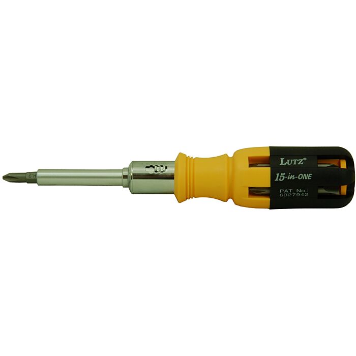 Lutz Gorilla Glue Imprinted Chrome Vanadium Steel Yellow 15-in-1 Imprinted Screwdriver