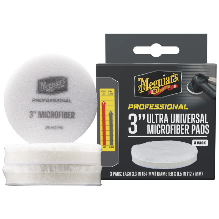 Meguiars Professional Ultra Universal Microfiber Pads (White - 3pk) 3 in.