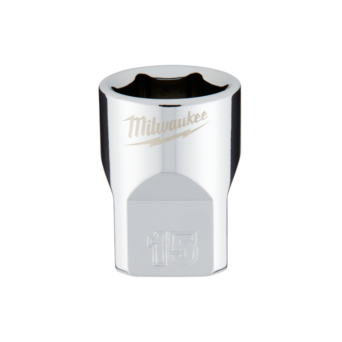 Milwaukee 3/8" Drive 15mm Metric Socket with FOUR FLAT™ Sides