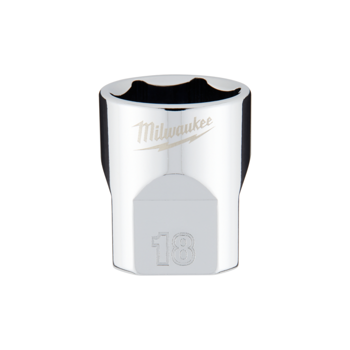 Milwaukee 3/8" Drive 18mm Metric Socket with FOUR FLAT™ Sides