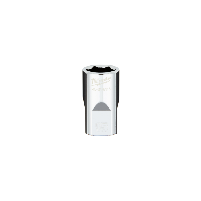 Milwaukee 1/2" Drive 15MM Metric 6-Point Socket with FOUR FLAT™ Sides