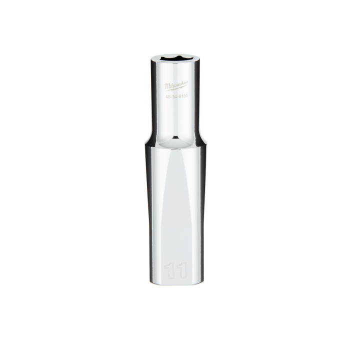 Milwaukee 1/2" Drive 11MM Metric 6-Point Deep Socket with FOUR FLAT™ Sides