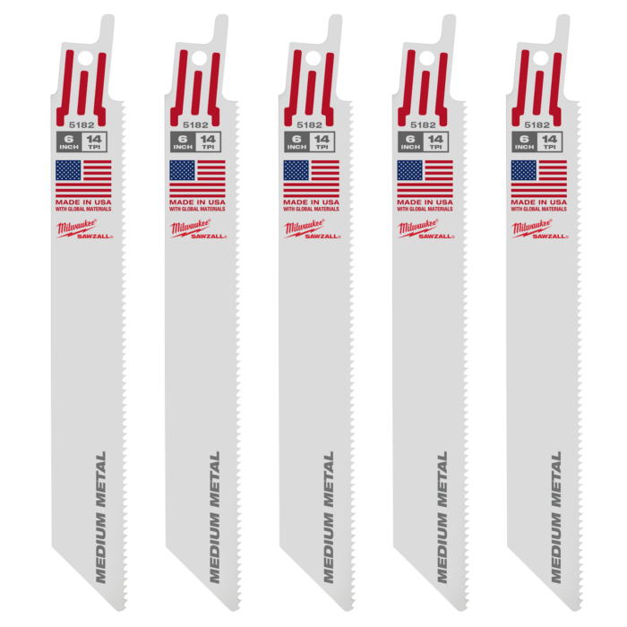 Milwaukee 6" 14 TPI SAWZALL® Blade for Medium Metal (5 PK)