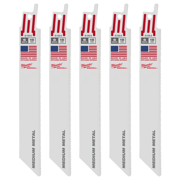 Milwaukee 6" 18 TPI SAWZALL® Blade for Medium Metal (5 PK)
