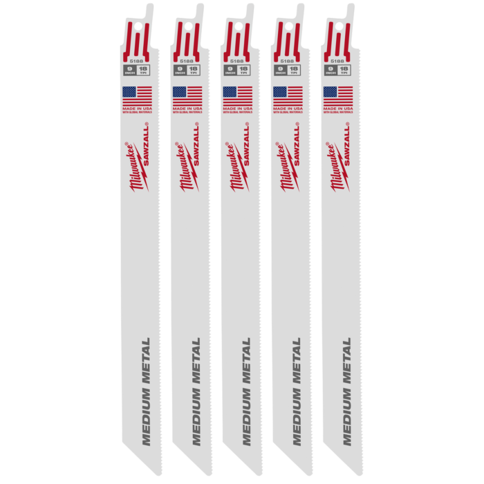 Milwaukee 9" 18 TPI SAWZALL® Blade for Medium Metal (5 PK)