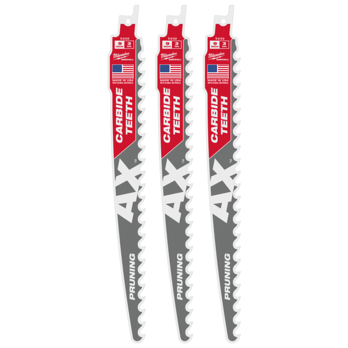 Milwaukee 9" 3 TPI AX™ with Carbide Teeth SAWZALL® Blade for Pruning (1 PK)
