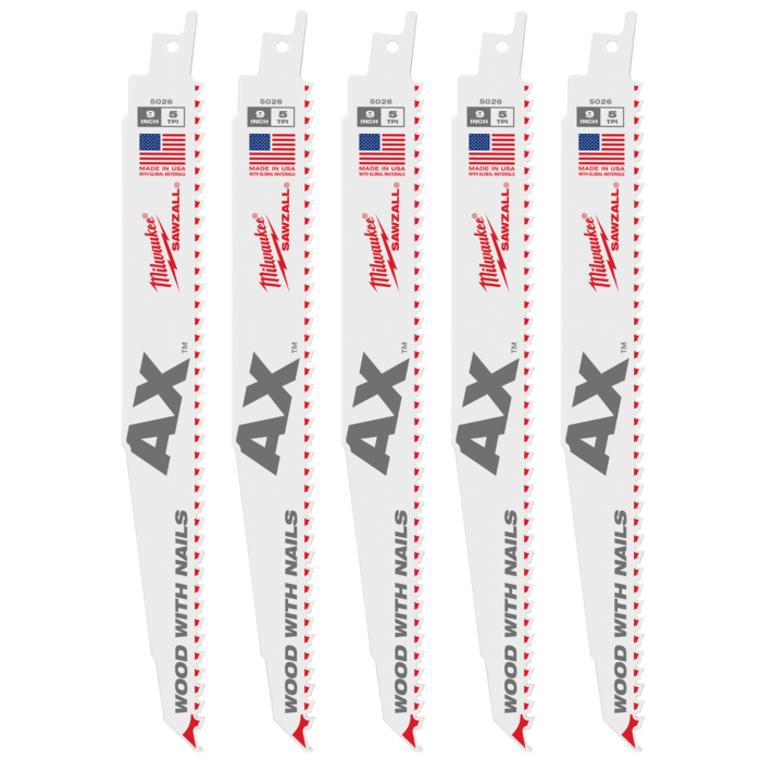 Milwaukee 9" 5 TPI AX™ SAWZALL® Blade for Wood with Nails (25 PK)