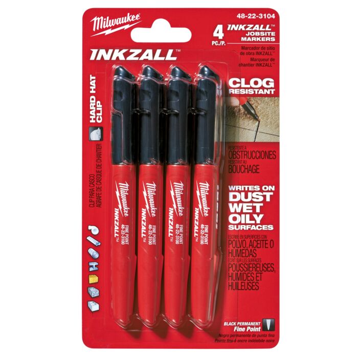 Milwaukee 4PK INKZALL™ Black Fine Point Marker
