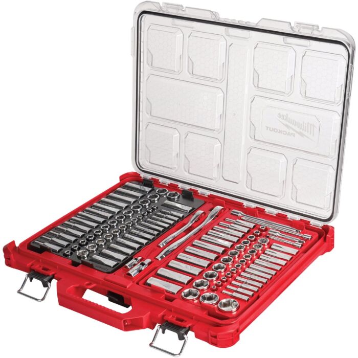 Milwaukee 106pc 1/4" and 3/8" Metric & SAE Ratchet and Socket Set with PACKOUT™ Low-Profile Organizer