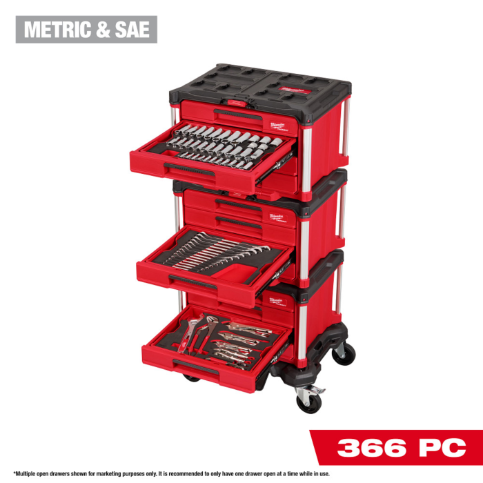 Milwaukee Master Mechanics Tool Set w/ PACKOUT Drawers & Dolly (366pc)