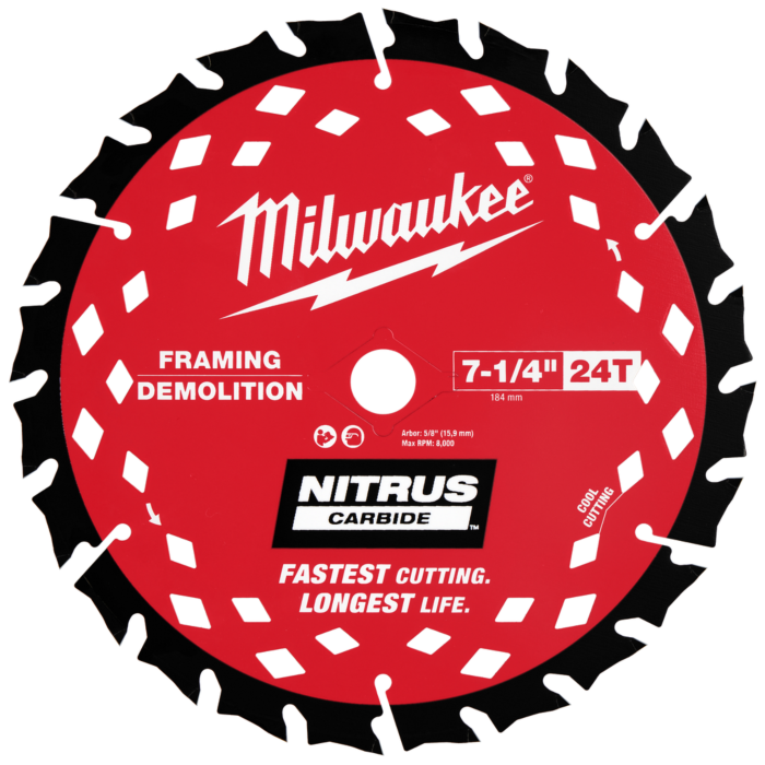 7-1/4” 24T NITRUS™ Carbide Framing & Demolition Circular Saw Blade