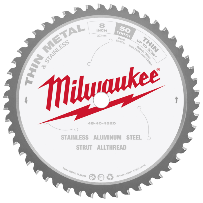 Milwaukee 8" Thin Metal & Stainless Cutting Circular Saw Blade