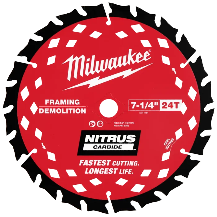 Milwaukee 24T NITRUS™ Carbide Framing & Demolition Circular Saw Blade - 7-1/4 in.