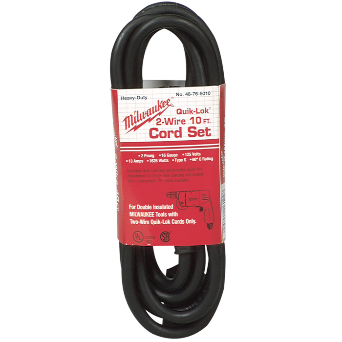 Milwaukee 10' 2-Wire QUIK-LOK® Cord